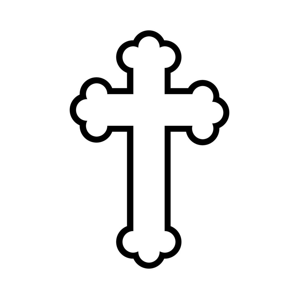 icona di stile di linea simbolo croce religiosa vettore