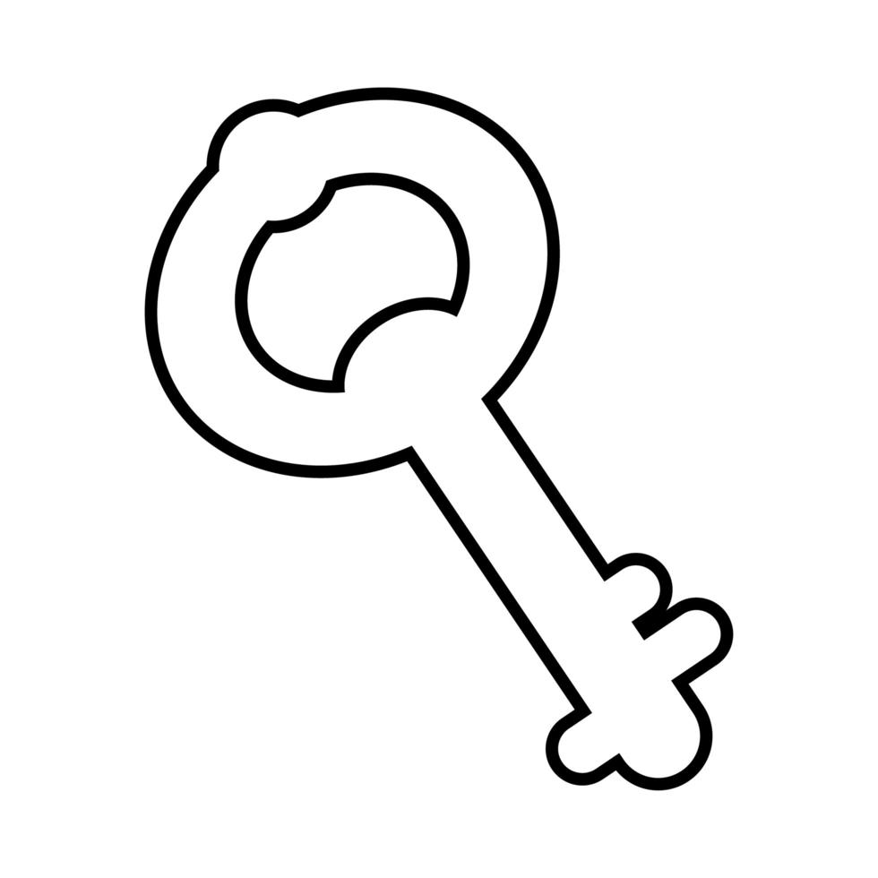 vecchia icona di stile della linea della porta della chiave vettore