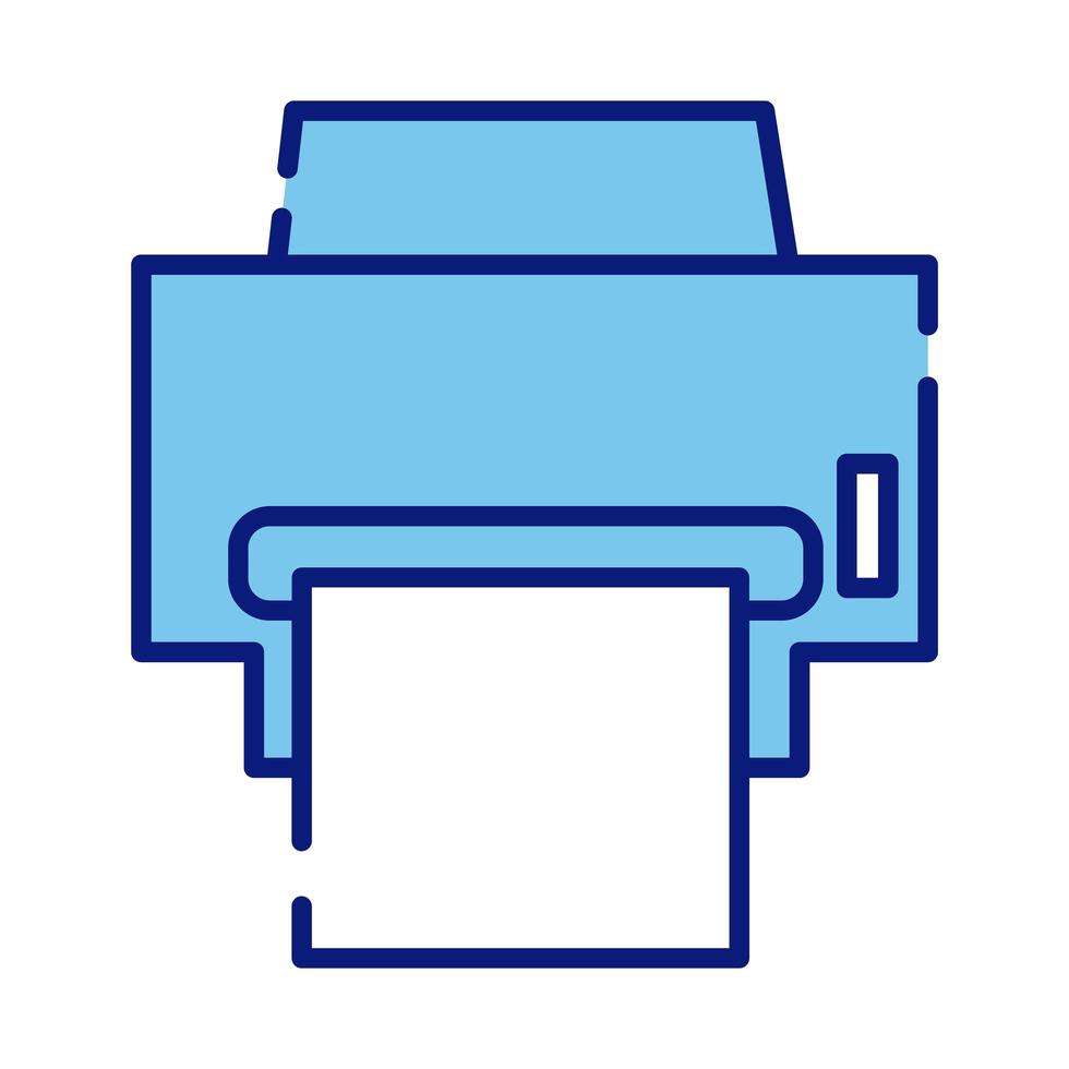 linea della stampante e icona dello stile di riempimento vettore