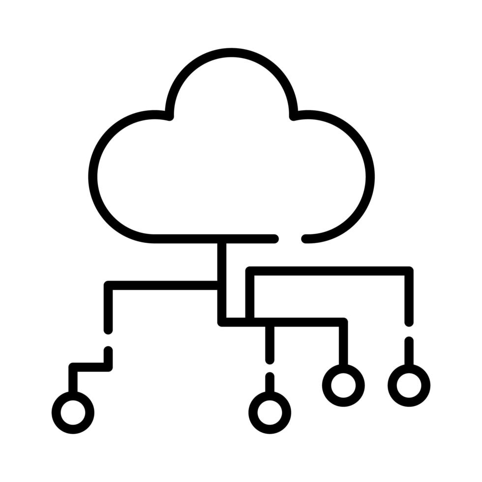 icona di stile della linea di cloud computing vettore