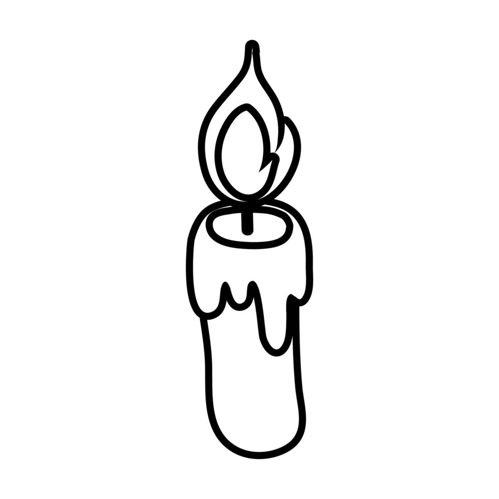 icona di stile della linea della candela di halloween vettore