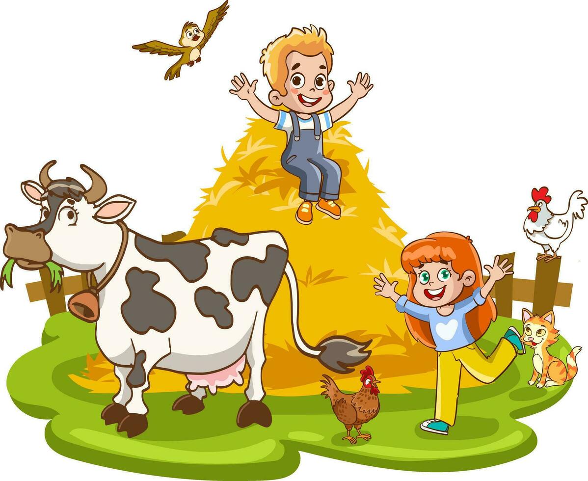 vettore illustrazione di azienda agricola ragazzo