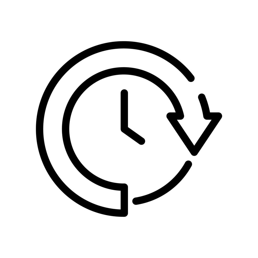orologio con freccia intorno all'icona di stile della linea vettore