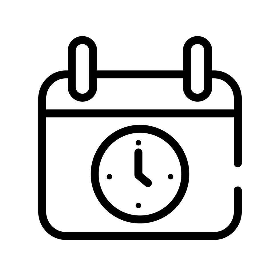promemoria del calendario con icona di stile della linea dell'orologio vettore