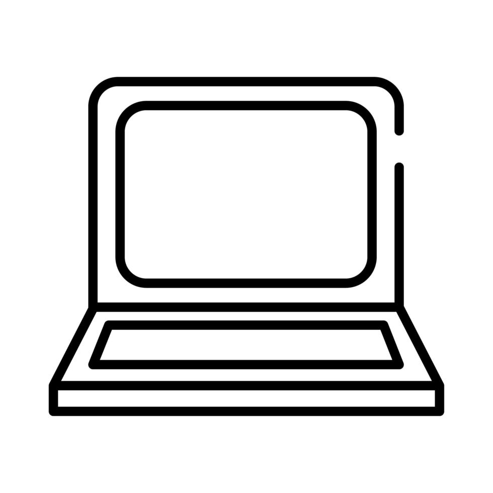 icona di stile della linea del dispositivo portatile del computer portatile vettore