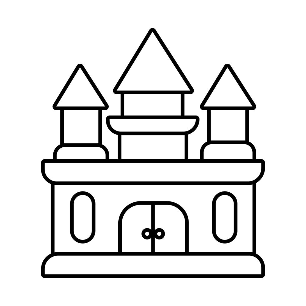 icona di stile della linea di attrazione del luna park meccanico dell'aria del castello vettore