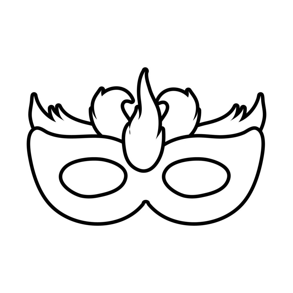 maschera di carnevale con stile linea piume vettore