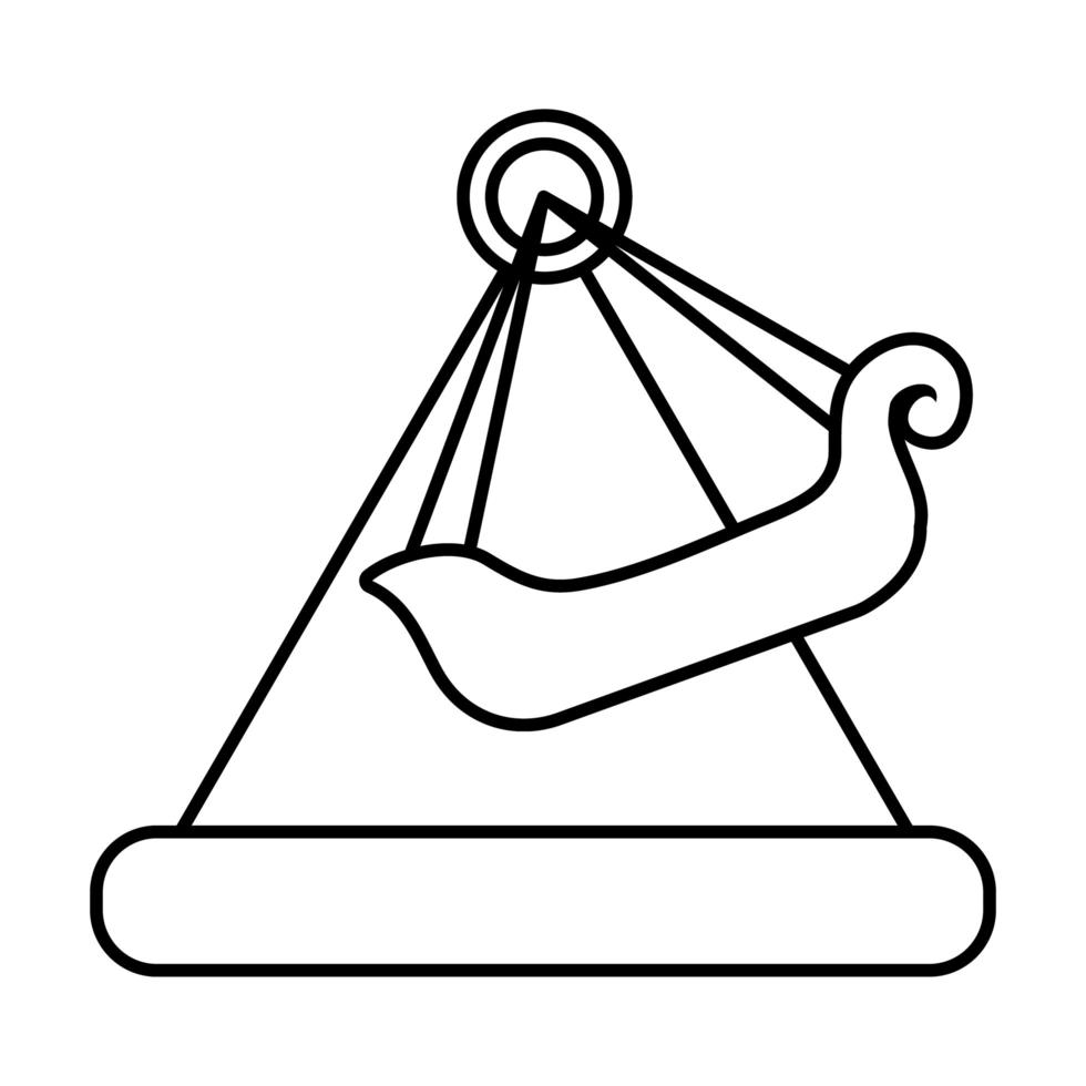 icona di stile della linea di attrazione meccanica dell'oscillazione della nave pirata vettore