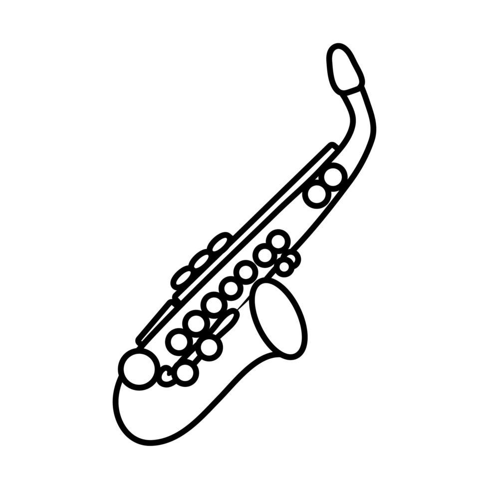 icona dello stile della linea dello strumento musicale del sassofono vettore