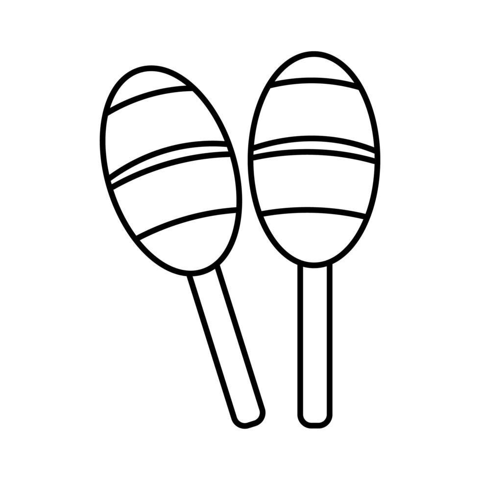 icona di stile della linea di strumenti musicali maracas vettore
