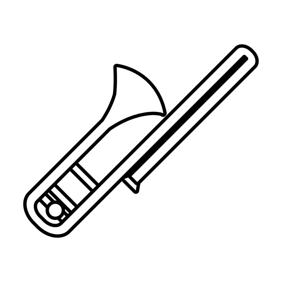 icona di stile della linea musicale strumento ad aria trombone vettore