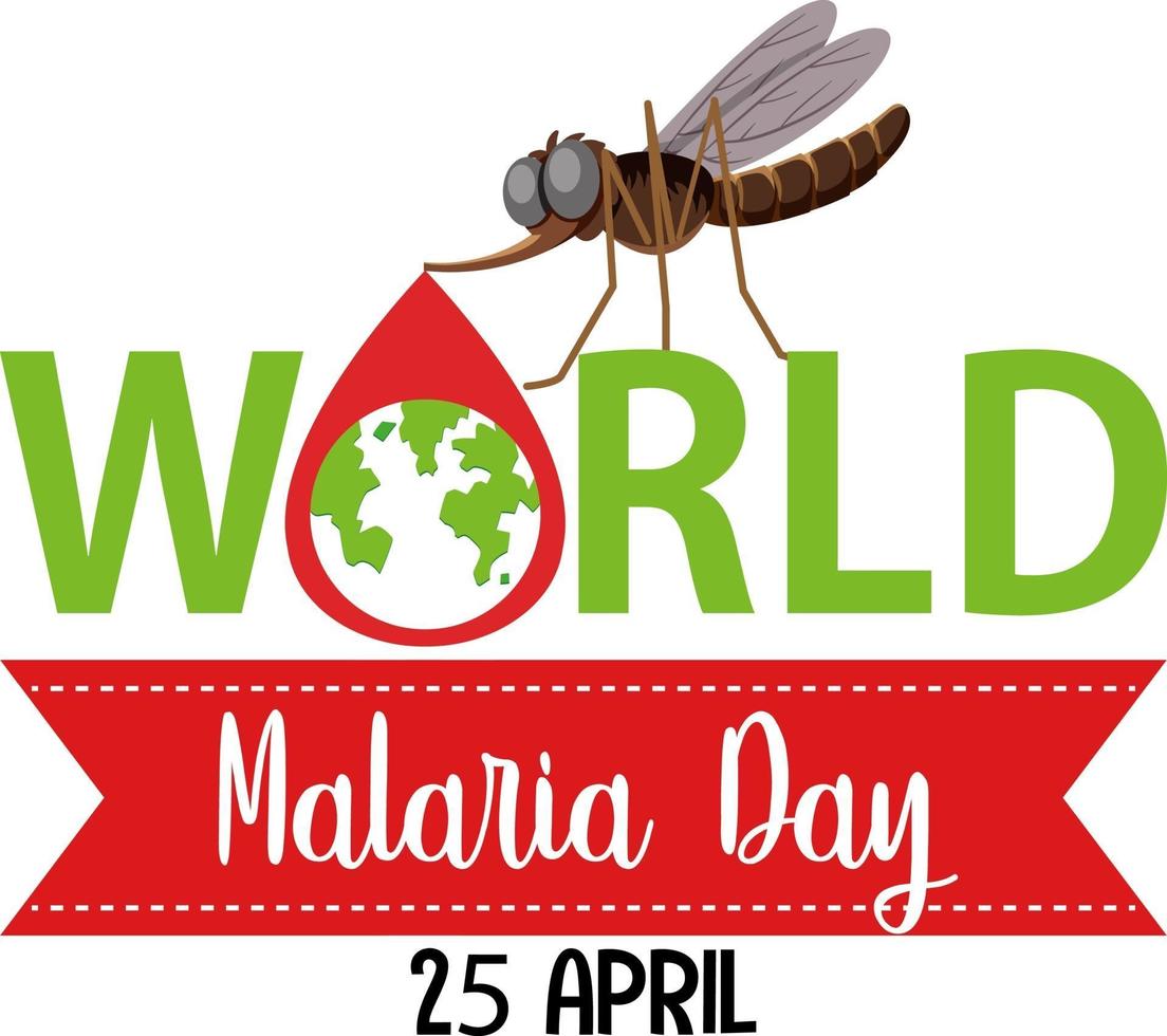 logo o banner della giornata mondiale della malaria con zanzara vettore