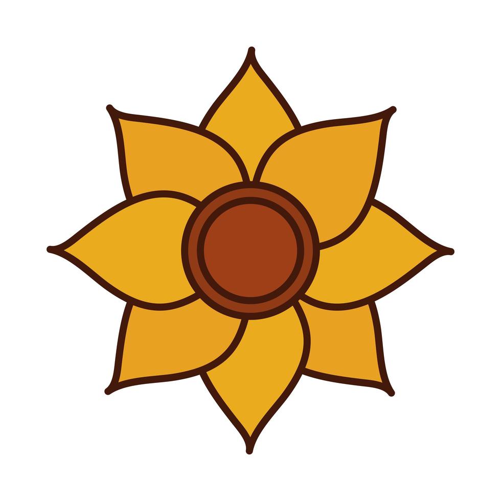 icona di riempimento e linea di decorazione della natura del fiore di girasole vettore