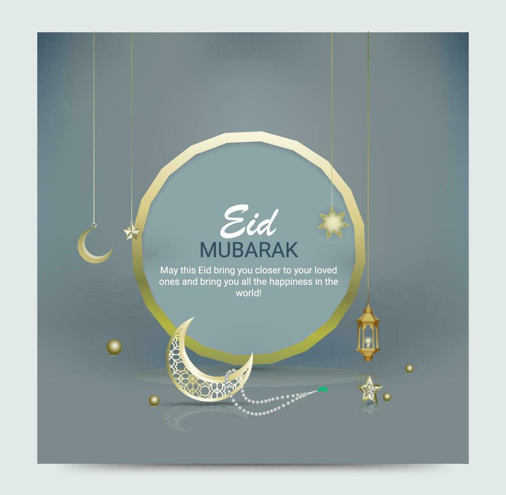 eid mubarak, progettazione di annunci creativi per i social media. illustrazione 3d vettore