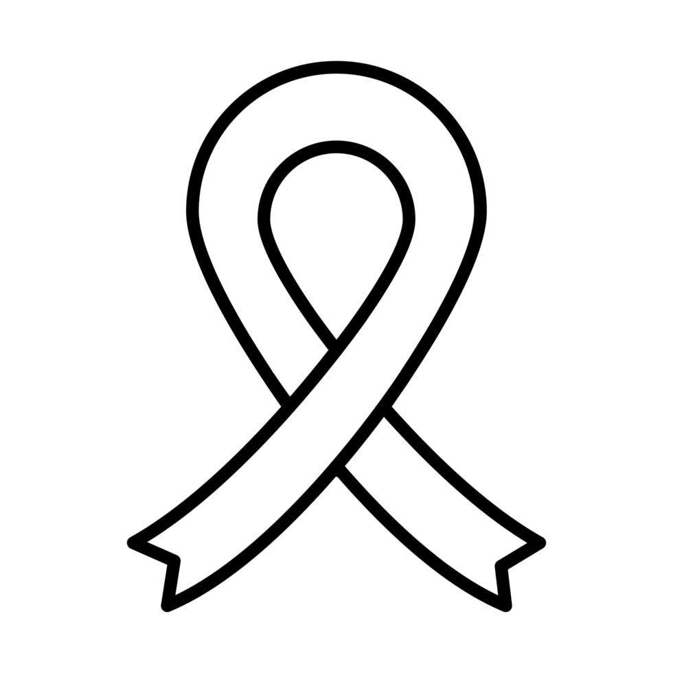 disegno dell'icona della linea del giorno dei diritti umani del nastro di consapevolezza vettore