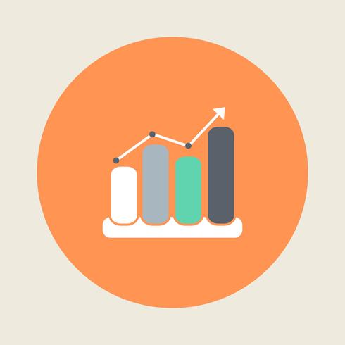 Icona del grafico di finanza stile piano vettore