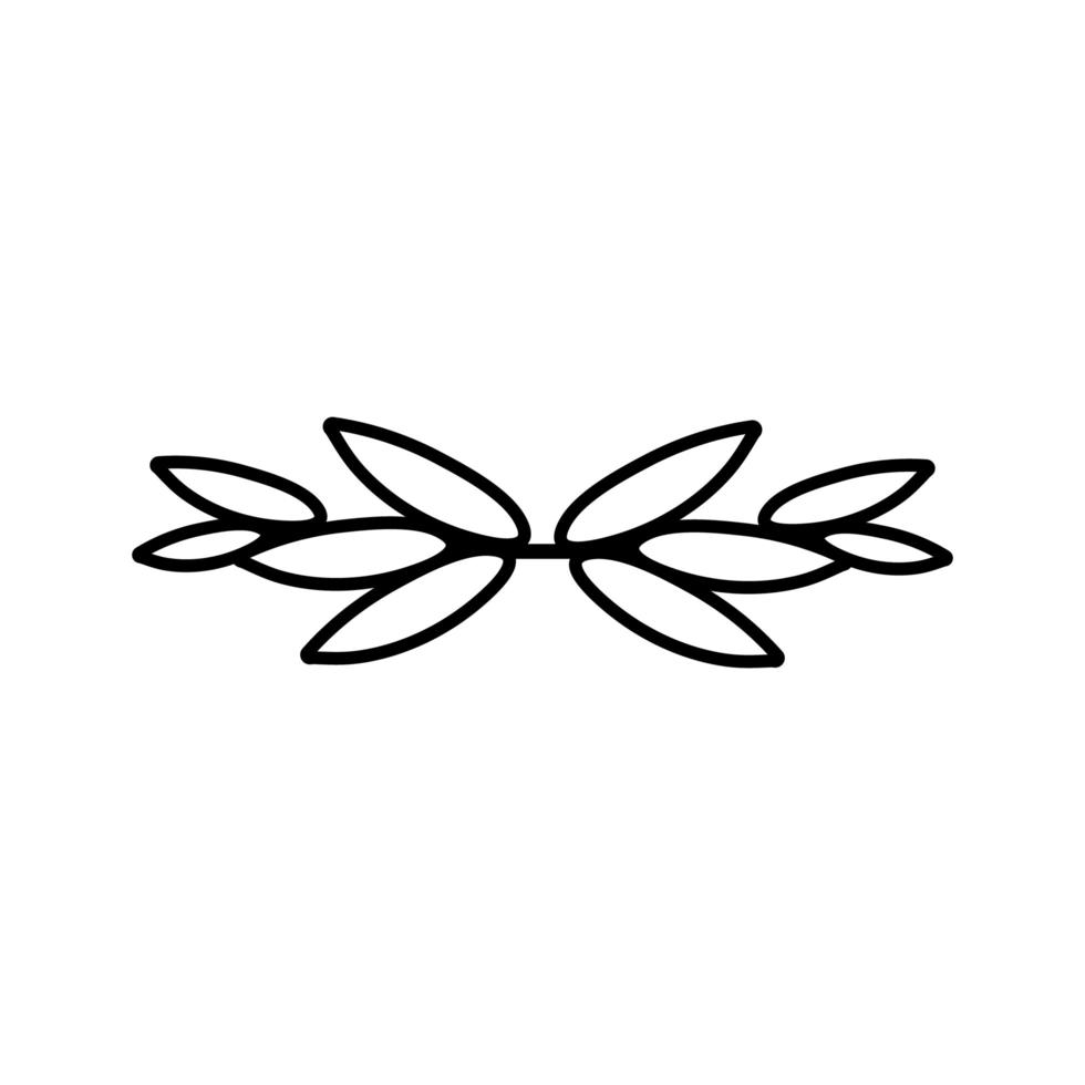 elegante cornice perimetrale con icona di stile silhouette decorazione foglie vettore