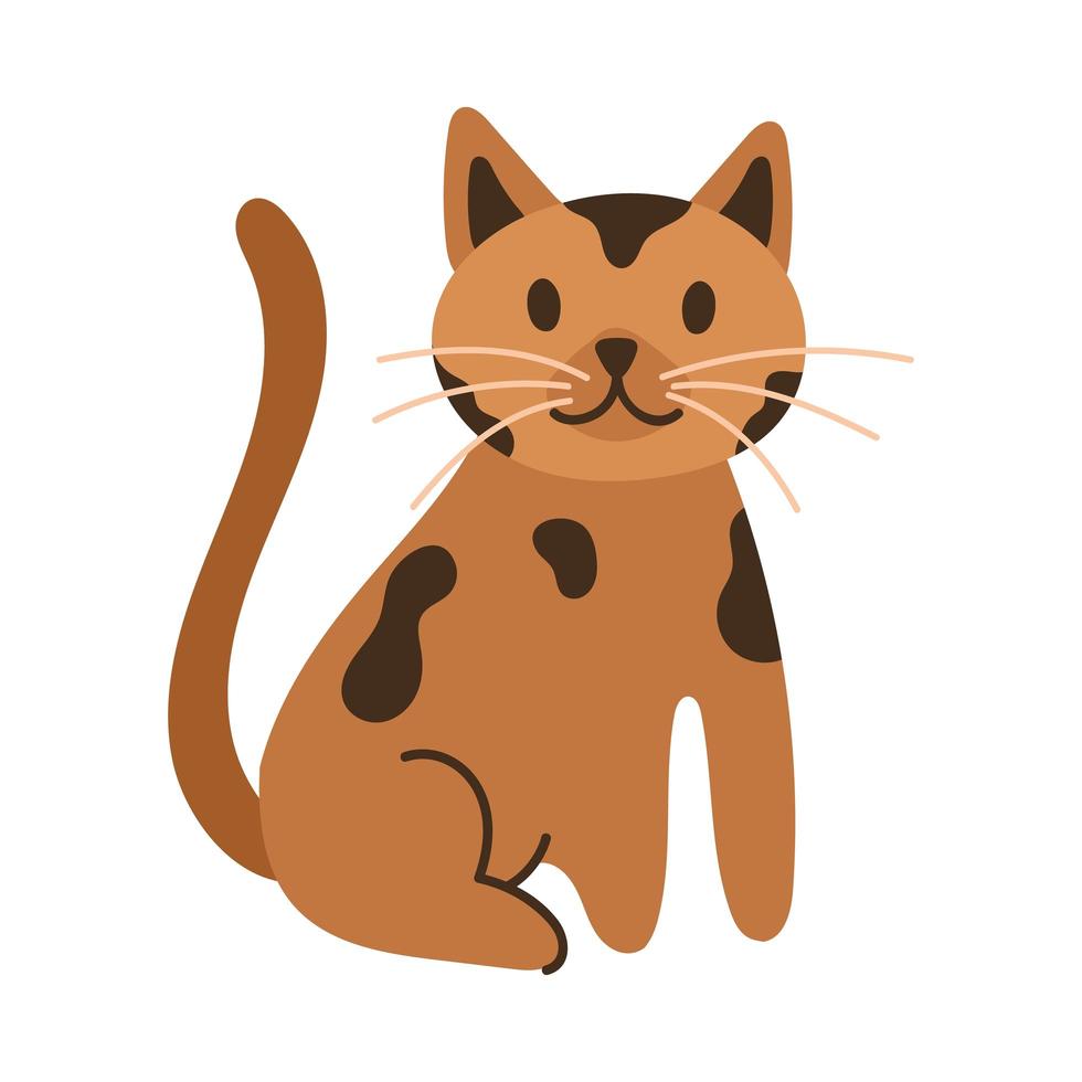 simpatica icona di stile di disegno a mano di gattino domestico vettore