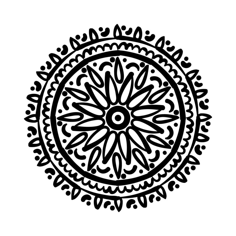 mandala floreale etnia monocromatica isolato icona vettore