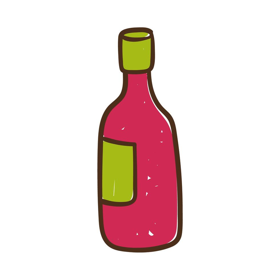 icona di stile di tiraggio della mano della bottiglia di vino vettore