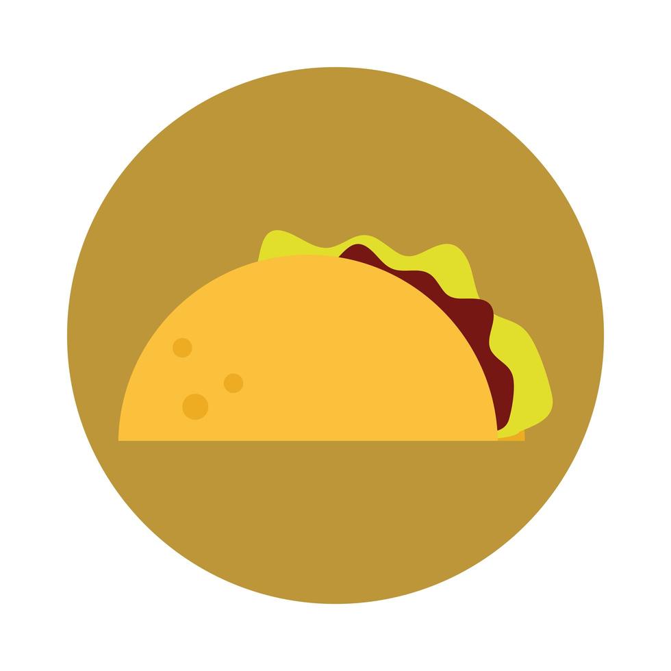 cibo messicano taco menu blocco di cartoni animati e icona piatta vettore