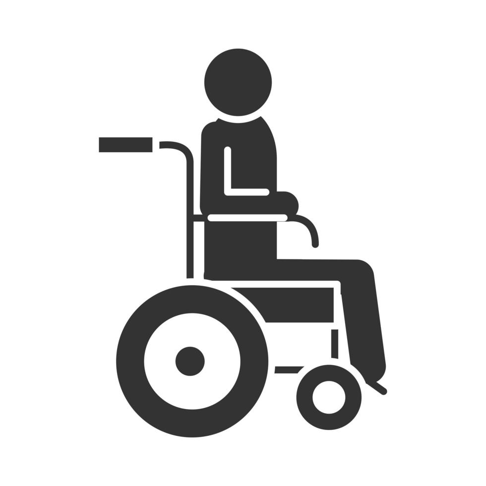 persona disabile in sedia a rotelle giornata mondiale della disabilità silhouette icona design vettore