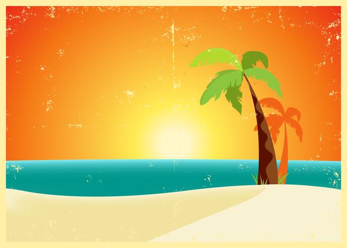 Poster di spiaggia tropicale grunge vettore