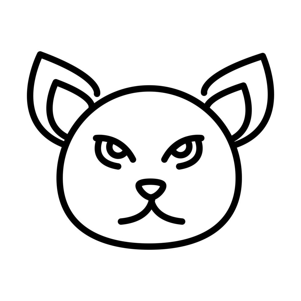 disegno dell'icona della linea animale del personaggio felino del viso di gatto carino vettore