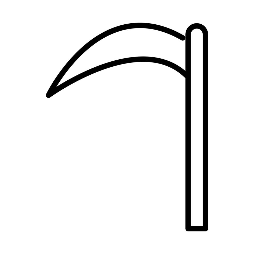 disegno lineare dell'icona del pericolo dell'acciaio dello strumento della falce vettore