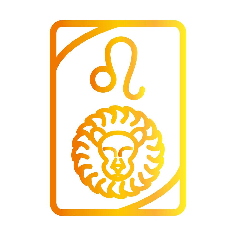 zodiaco leo esoterico tarocchi predizione icona stile gradiente carta vettore