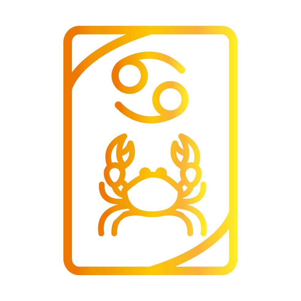 icona di stile sfumato della carta di previsione dei tarocchi esoterici del cancro dello zodiaco vettore