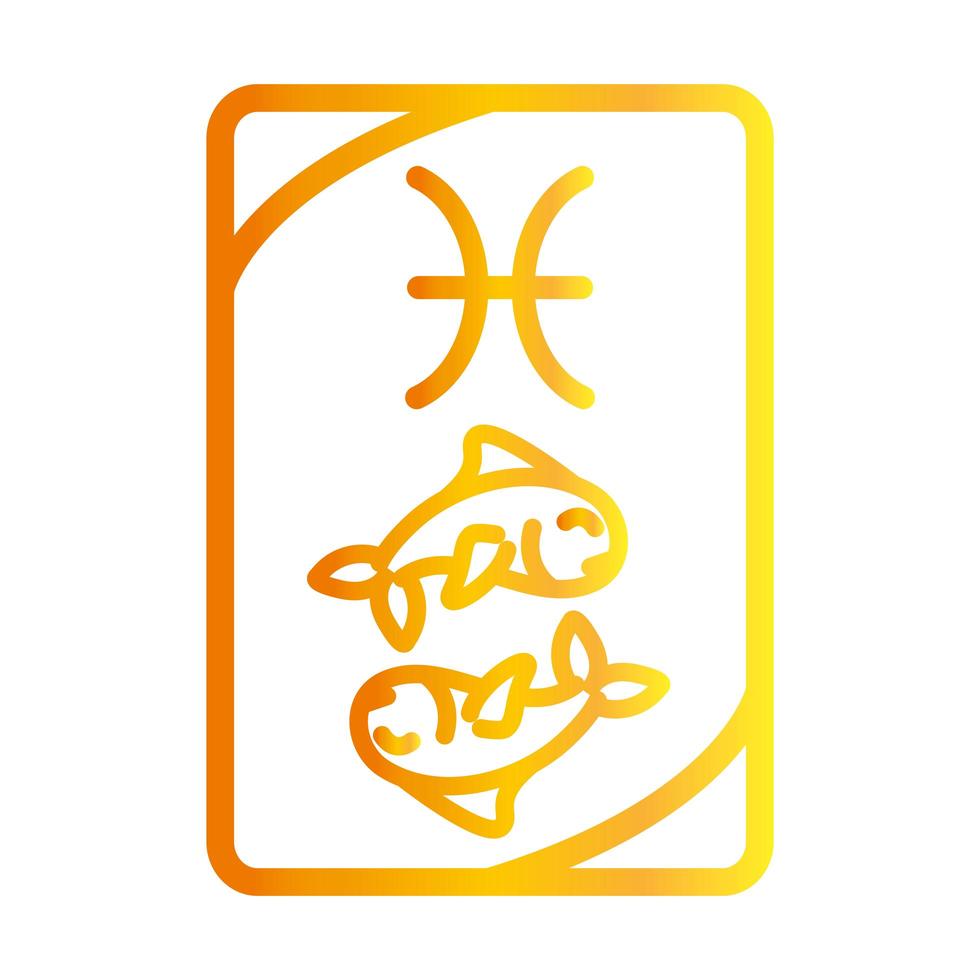 zodiaco pesci esoterico tarocchi predizione icona stile gradiente carta vettore