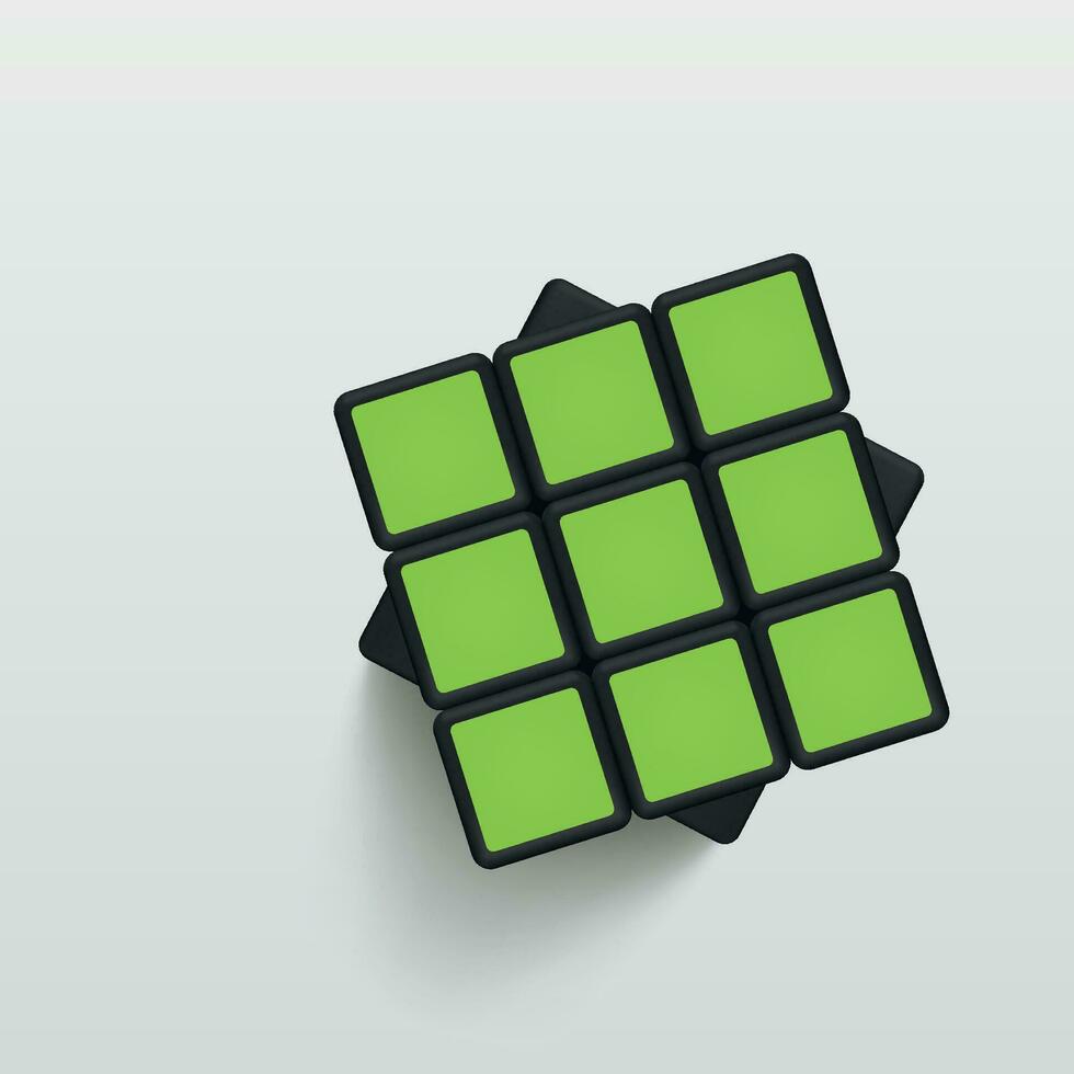 risolto verde realistico rubik cubo su bianca vettore