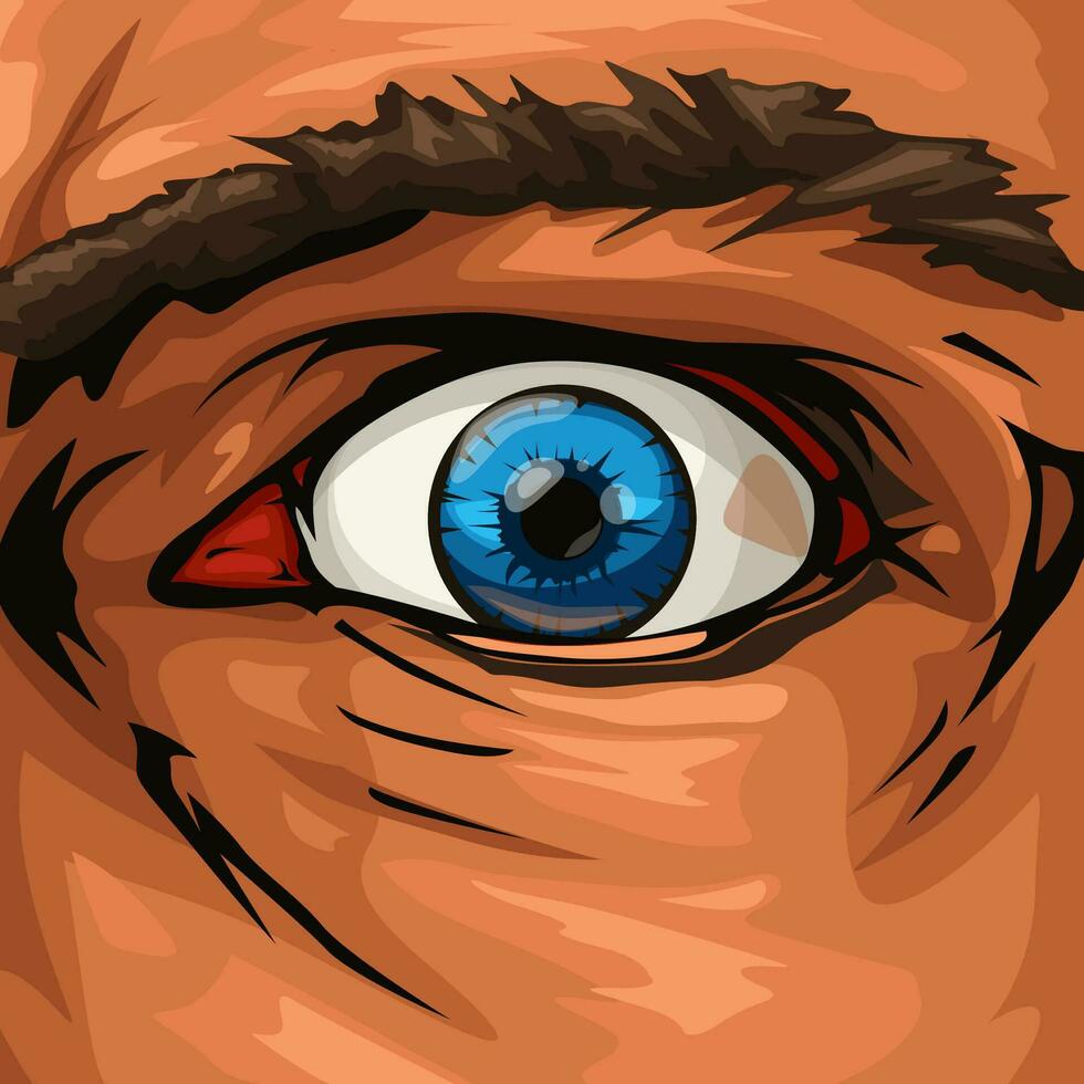 maschio blu occhio i fumetti stile vettore