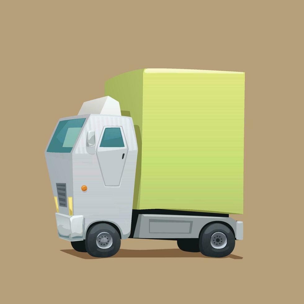 cartone animato stile consegna bianca colore commerciale camion vettore