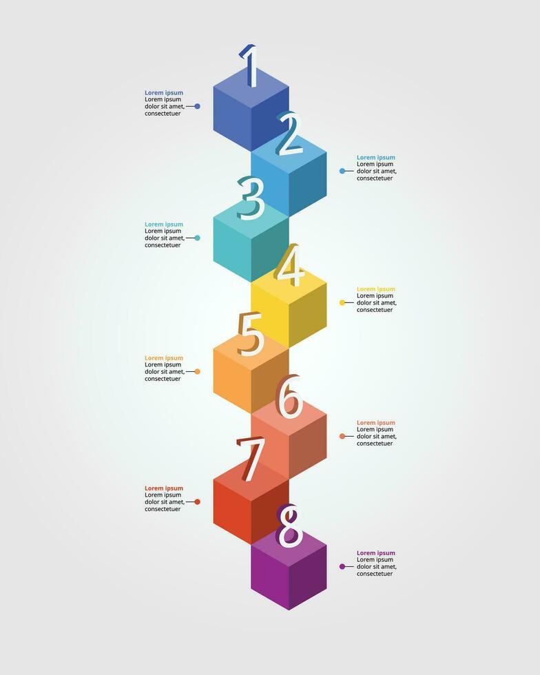 sequenza temporale passo grafico modello per Infografica per presentazione per 8 elemento vettore