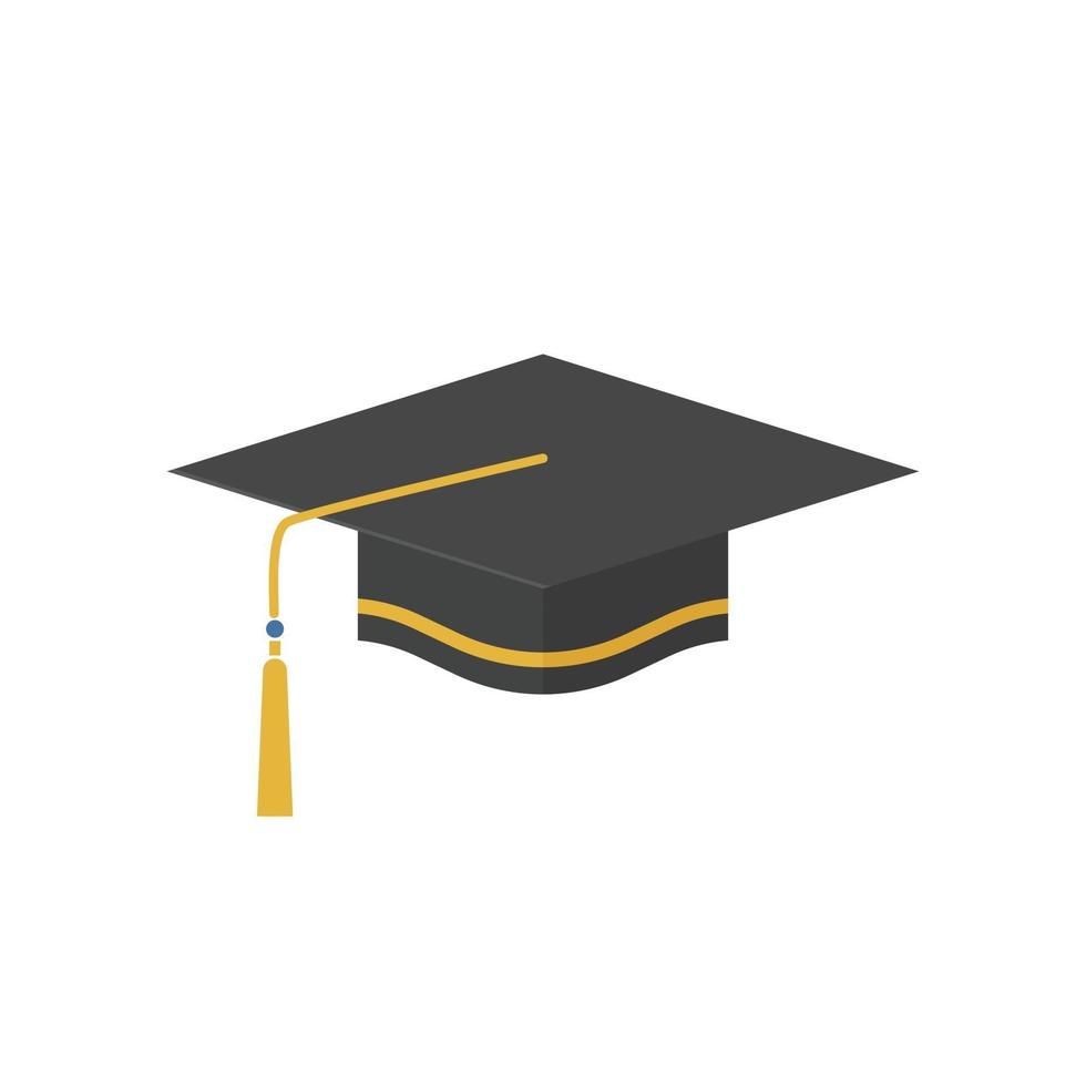 berretto di laurea illustrazione piatta su sfondo bianco vettore