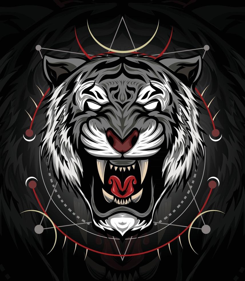 il disegno dell'illustrazione della testa di tigre per t-shirt, mascotte, logo squadra, sport vettore