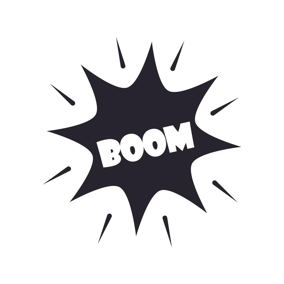 slang bolle boom parola su sfondo bianco silhouette icona style vettore