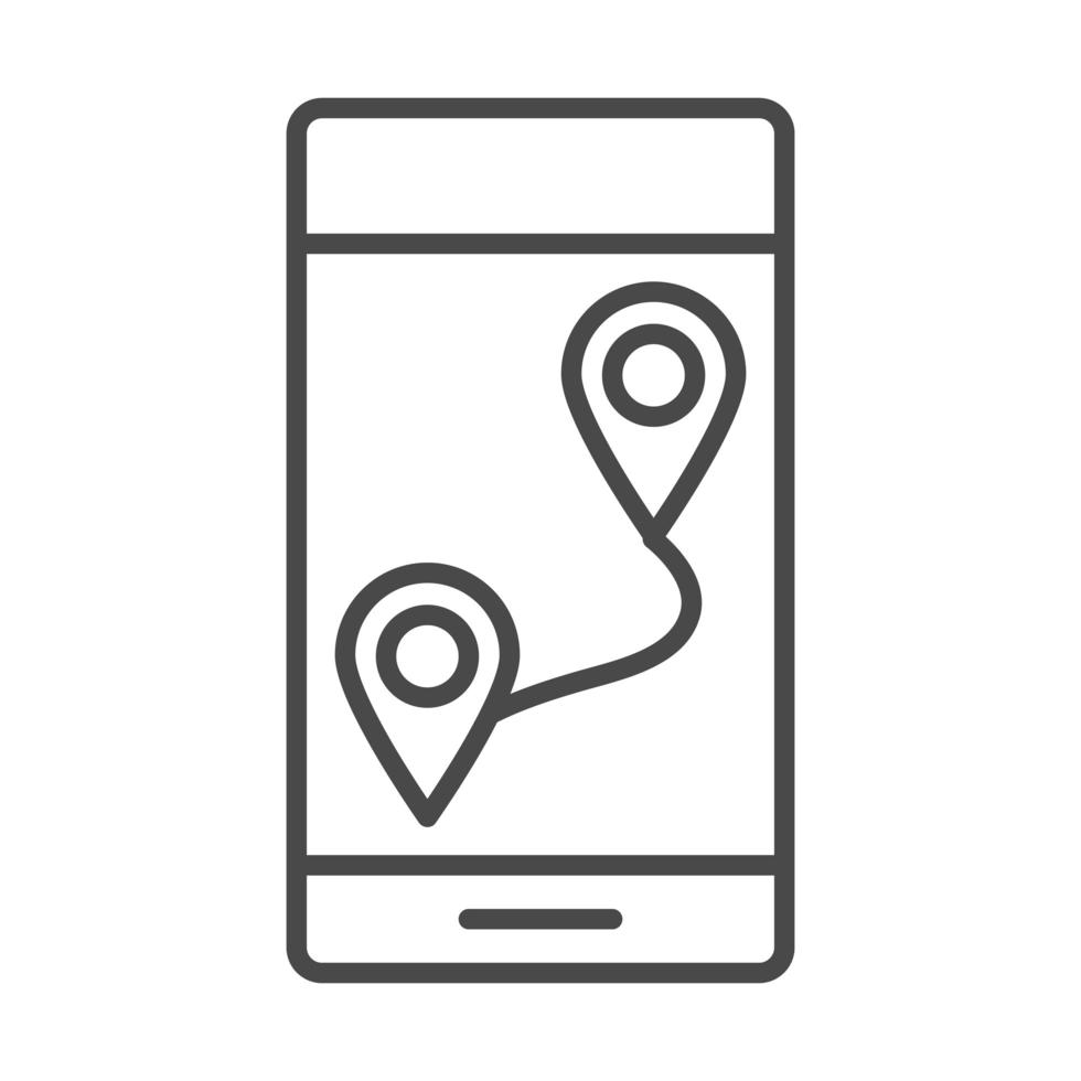 corsa in esecuzione smartphone monitoraggio puntatore gps icona linea di navigazione design vettore