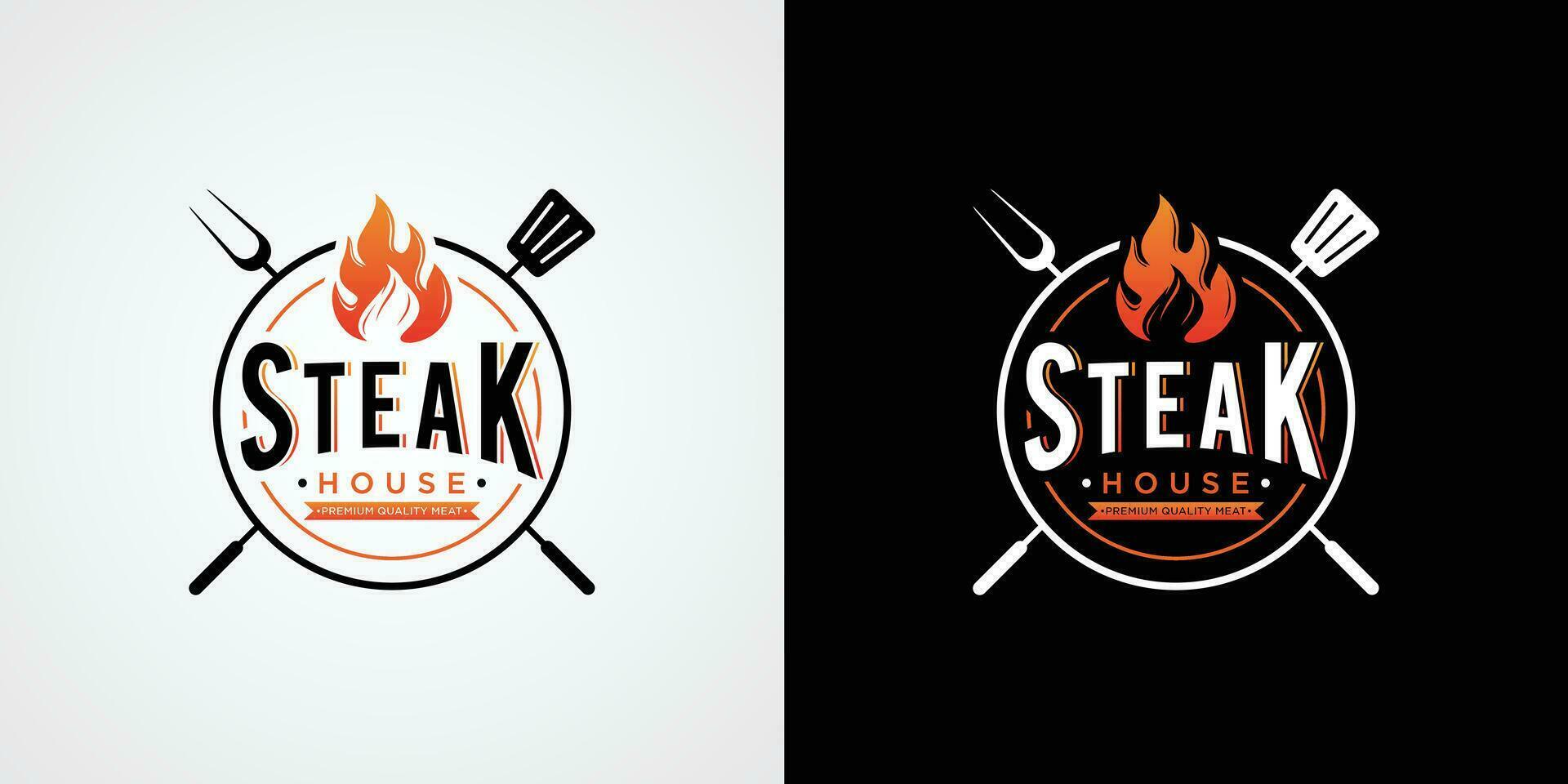 Vintage ▾ bistecca Casa logo. retrò stile griglia ristorante emblema. vettore illustrazione