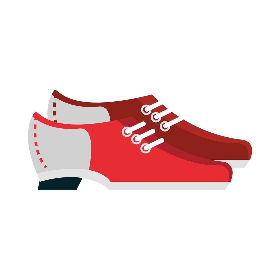 scarpe da bowling accessori gioco sport ricreativo design piatto icona vettore