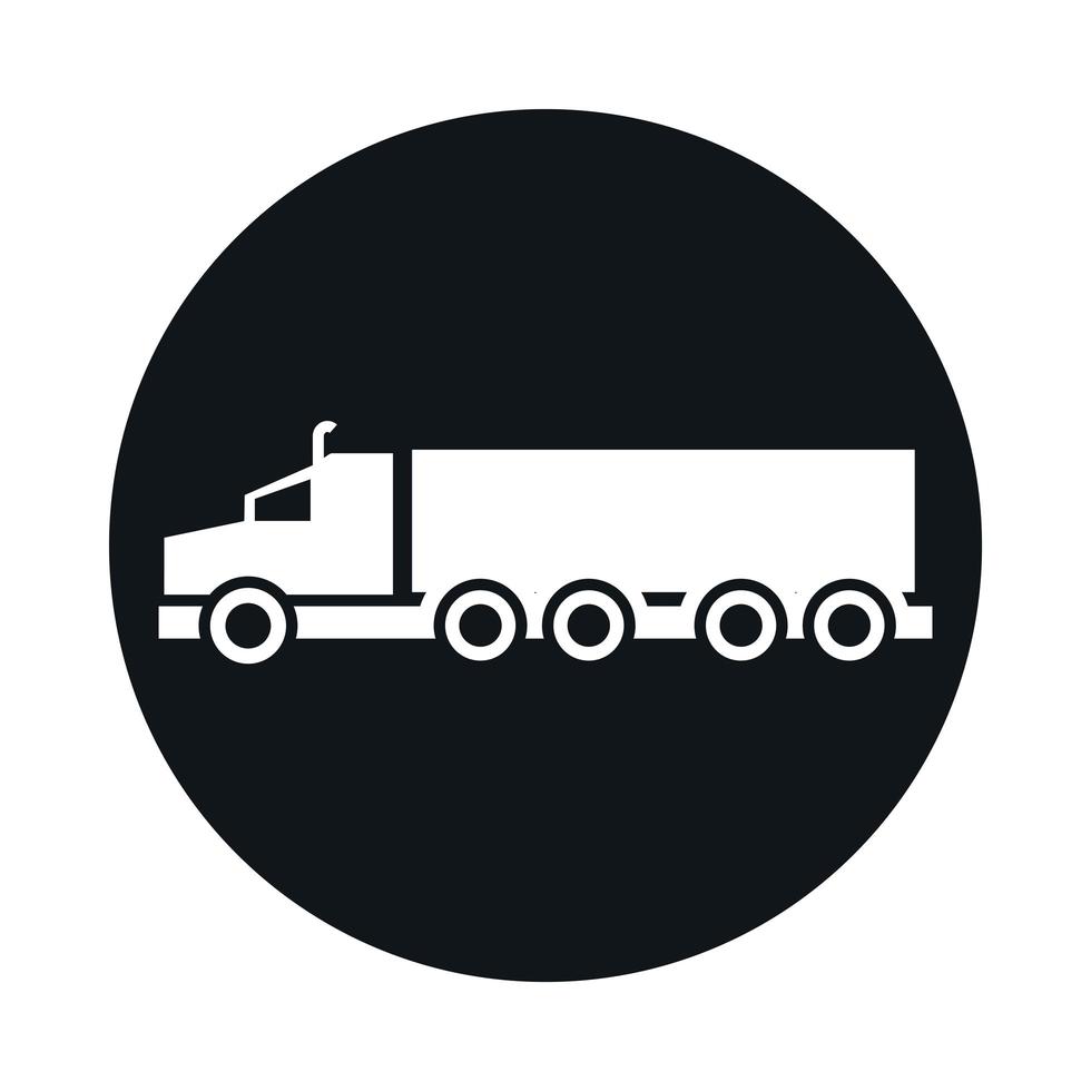 blocco del veicolo di trasporto del modello del contenitore del camion dell'automobile e design dell'icona di stile piatto vettore