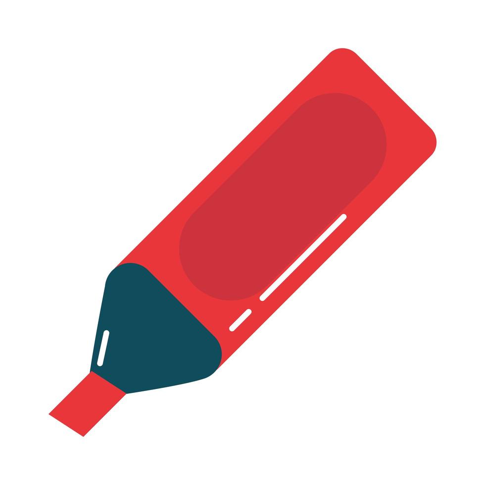 icona di stile piatto di colore marcatore di materiale scolastico per l'istruzione vettore