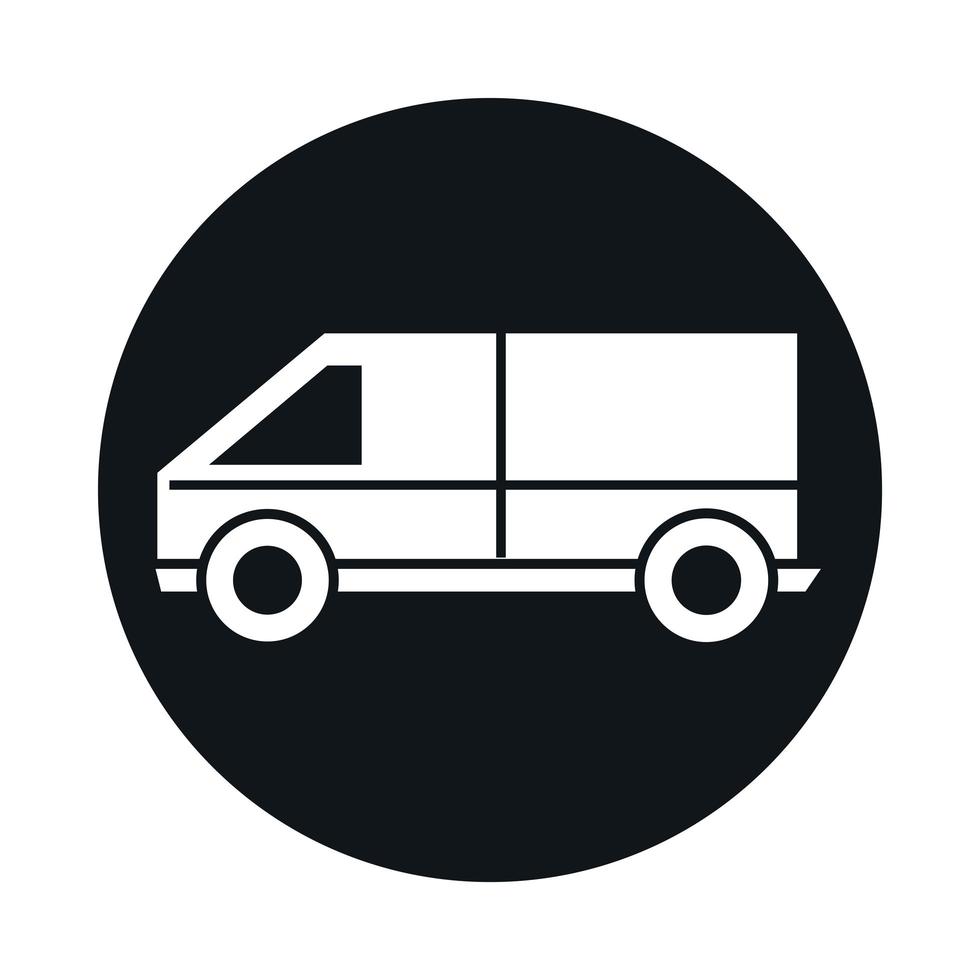 blocco del veicolo di trasporto del modello di furgone dell'auto e design dell'icona di stile piatto vettore