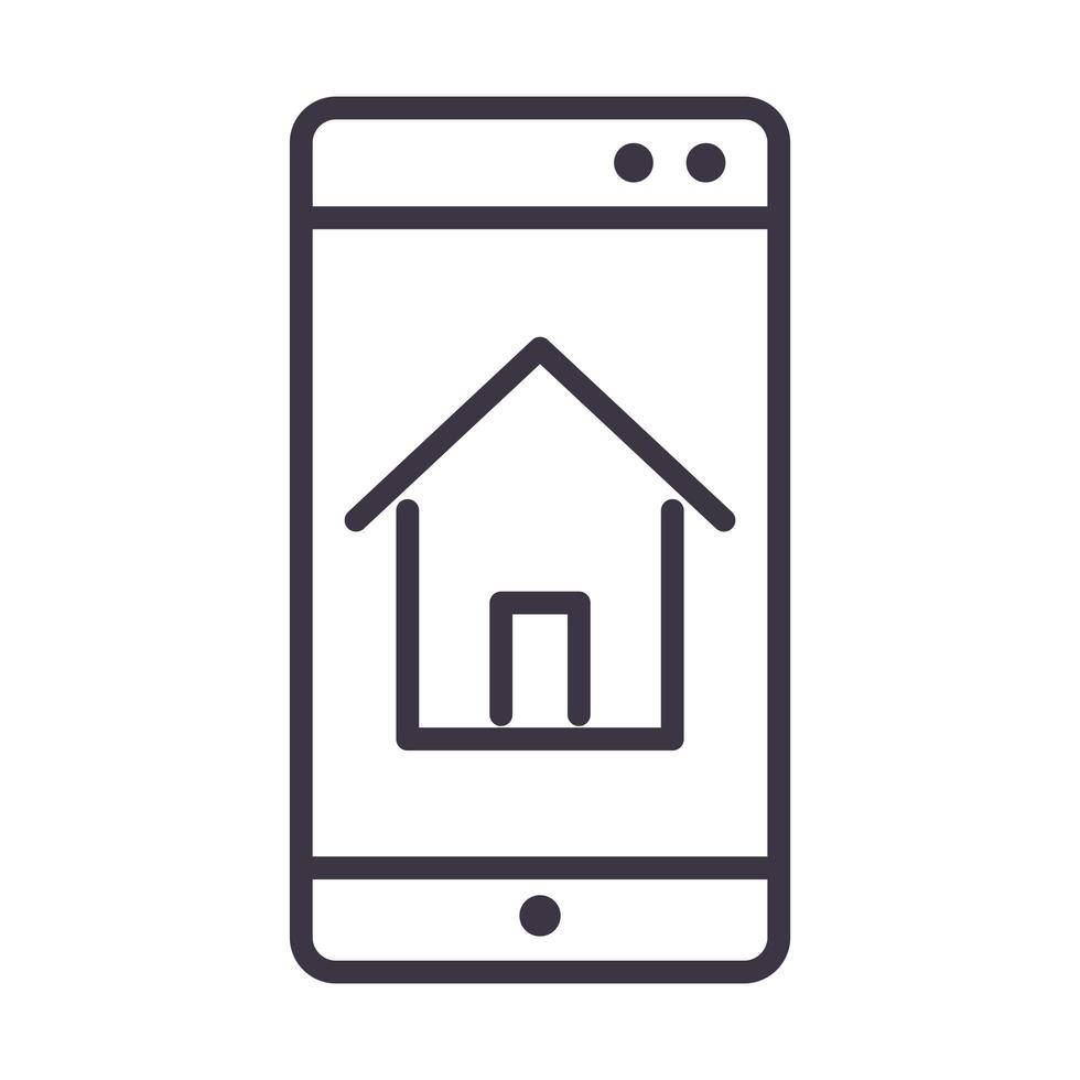 smartphone digital smart home tecnologia dispositivo icona del design in stile linea sottile vettore