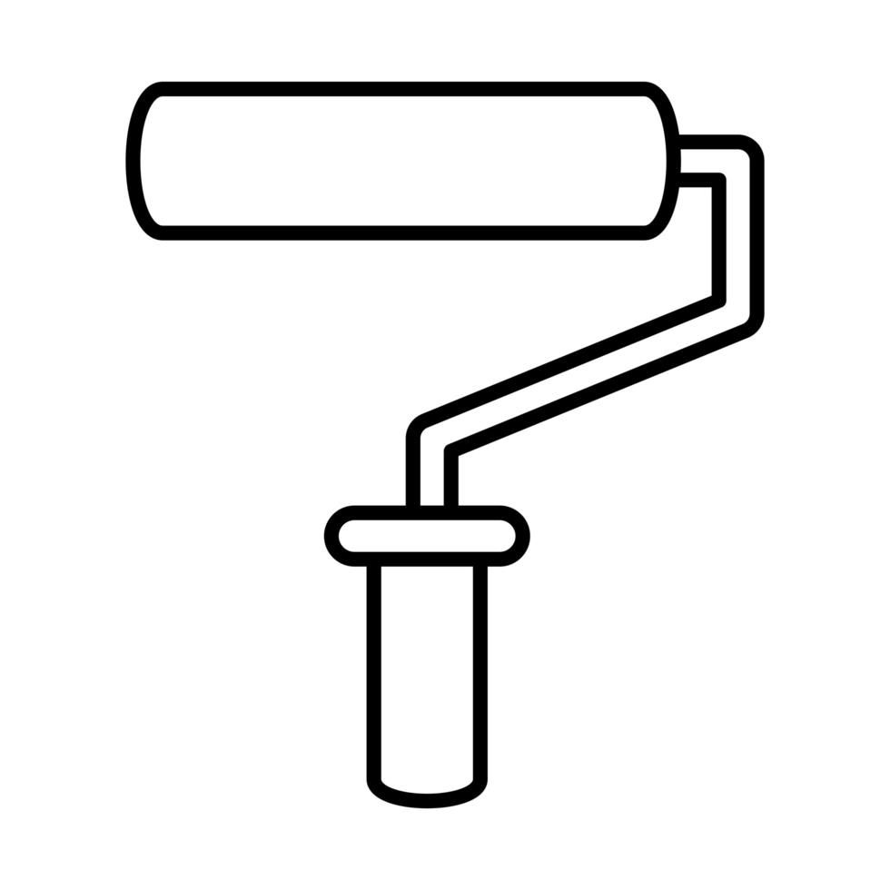 pennello rullo vernice strumento riparazione manutenzione e icona stile linea attrezzatura da costruzione vettore