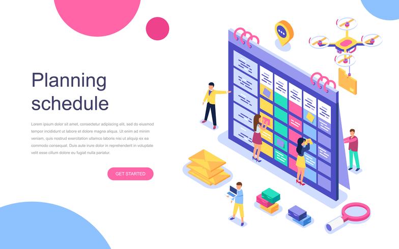 Concetto isometrico di banner web pianificazione pianificazione vettore