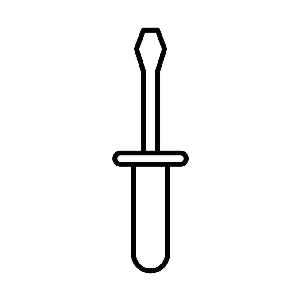 cacciavite strumento riparazione manutenzione e icona stile linea attrezzatura da costruzione vettore