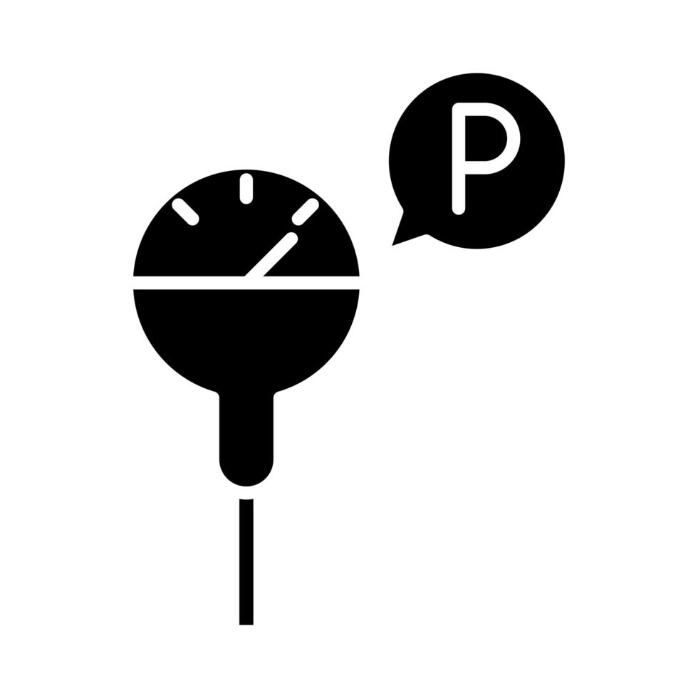 design dell'icona di stile silhouette di trasporto parchimetro vettore